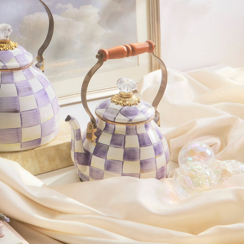 MacKenzie-Childs Tea Kettles Mackenzie-Childs Violet Check 2 Quart Tea Kettle
