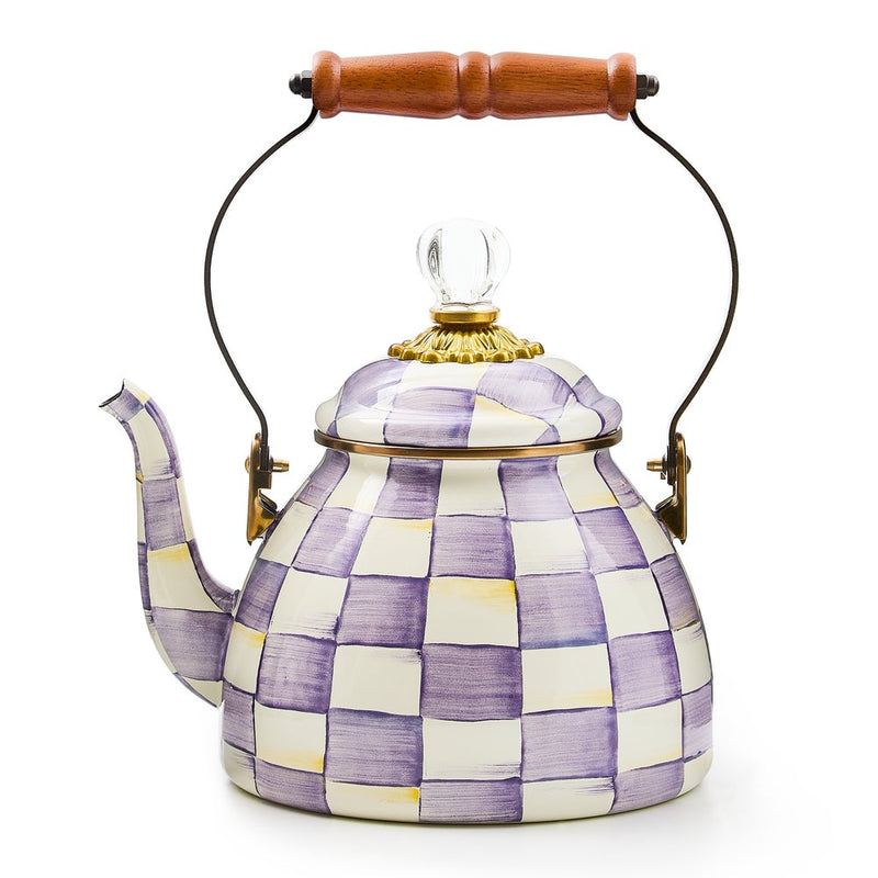 MacKenzie-Childs Tea Kettles Mackenzie-Childs Violet Check 2 Quart Tea Kettle