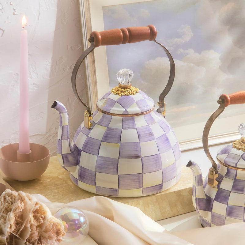 MacKenzie-Childs Tea Kettles Mackenzie-Childs Violet Check 3 Quart Tea Kettle