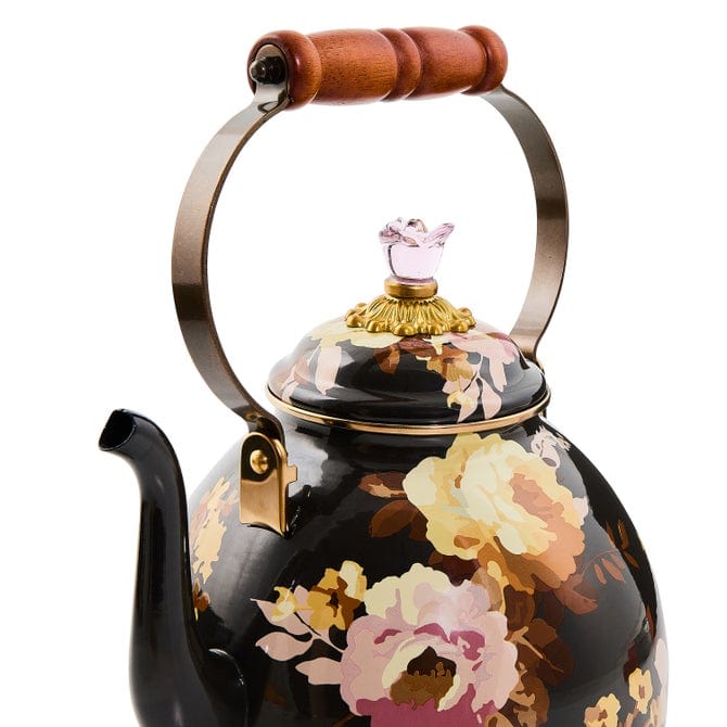 MacKenzie-Childs Tea Kettles Mackenzie-Childs Wild Rose Brown 3 Quart Tea Kettle