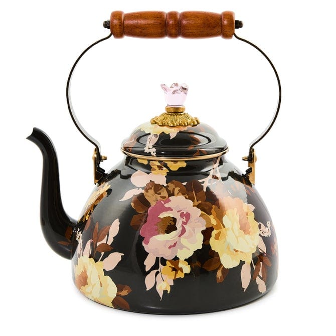 MacKenzie-Childs Tea Kettles Mackenzie-Childs Wild Rose Brown 3 Quart Tea Kettle