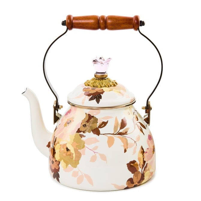 MacKenzie-Childs Tea Kettles Mackenzie-Childs  Wild Rose White 2 Quart Tea Kettle