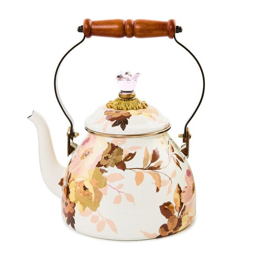 MacKenzie-Childs Tea Kettles Mackenzie-Childs  Wild Rose White 2 Quart Tea Kettle