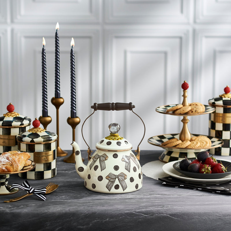 MacKenzie-Childs Tea Kettles Pretty as a Bow 2 Quart Tea Kettle