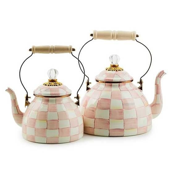 MacKenzie-Childs Tea Kettles Rosy Check 2 Quart Tea Kettle