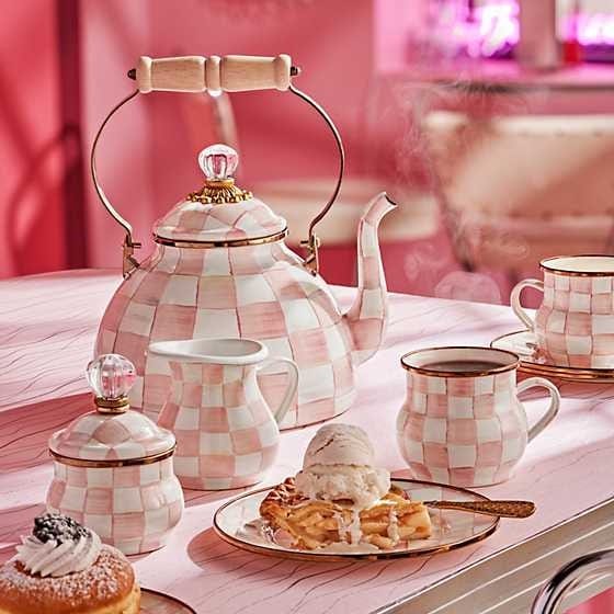 MacKenzie-Childs Tea Kettles Rosy Check 3 Quart Tea Kettle