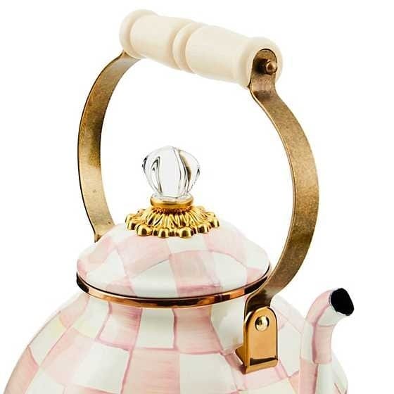 MacKenzie-Childs Tea Kettles Rosy Check 3 Quart Tea Kettle