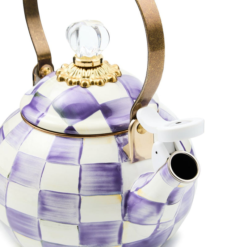 MacKenzie-Childs Tea Kettles Violet Check Whistling Tea Kettle