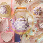 MacKenzie-Childs Tea Kettles Violet Check Whistling Tea Kettle