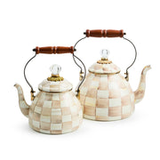 MacKenzie-Childs Teapots Mocha Check 3 Quart Tea Kettle