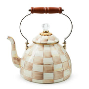 MacKenzie-Childs Teapots Mocha Check 3 Quart Tea Kettle