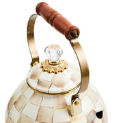 MacKenzie-Childs Teapots Mocha Check 3 Quart Tea Kettle