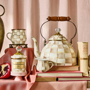 MacKenzie-Childs Teapots Mocha Check 3 Quart Tea Kettle