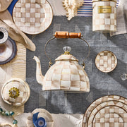 MacKenzie-Childs Teapots Mocha Check 3 Quart Tea Kettle