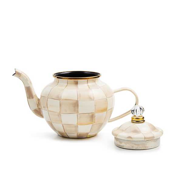 MacKenzie-Childs Teapots Mocha Check 4 Cup Teapot
