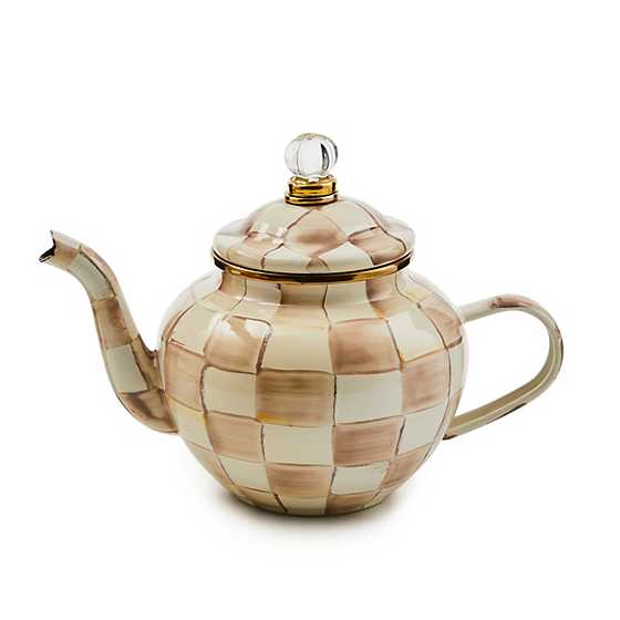 MacKenzie-Childs Teapots Mocha Check 4 Cup Teapot