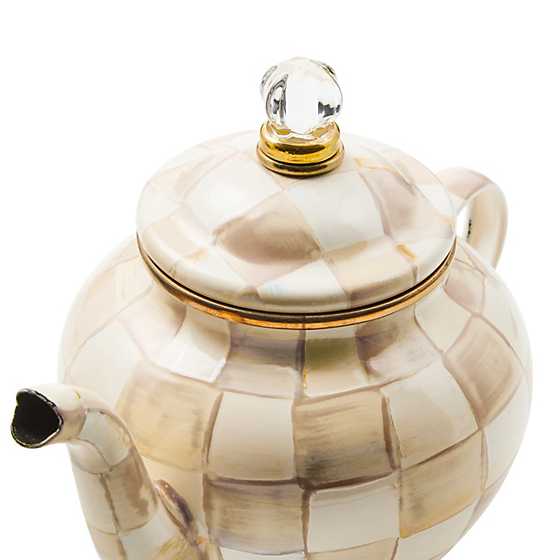 MacKenzie-Childs Teapots Mocha Check 4 Cup Teapot