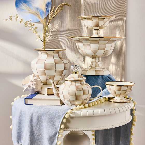 MacKenzie-Childs Teapots Mocha Check 4 Cup Teapot