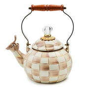 MacKenzie-Childs Teapots Mocha Check Whistling Tea Kettle