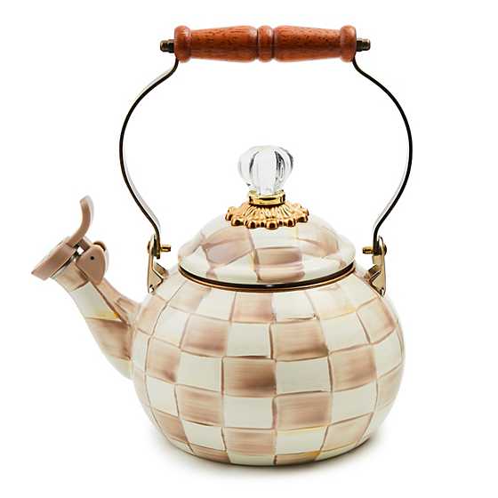 MacKenzie-Childs Teapots Mocha Check Whistling Tea Kettle