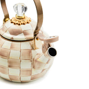 MacKenzie-Childs Teapots Mocha Check Whistling Tea Kettle