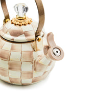 MacKenzie-Childs Teapots Mocha Check Whistling Tea Kettle