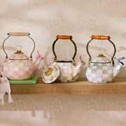 MacKenzie-Childs Teapots Mocha Check Whistling Tea Kettle