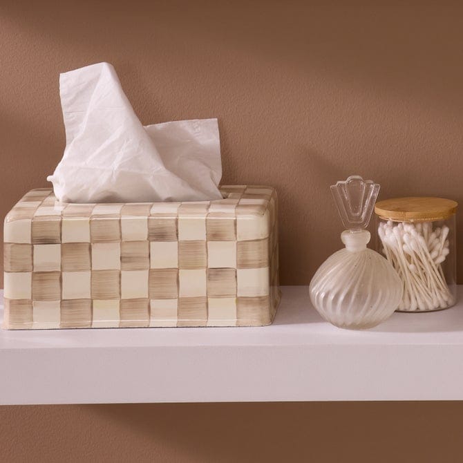 MacKenzie-Childs Tissue Box Mocha Check Standard Tissue Box Cover
