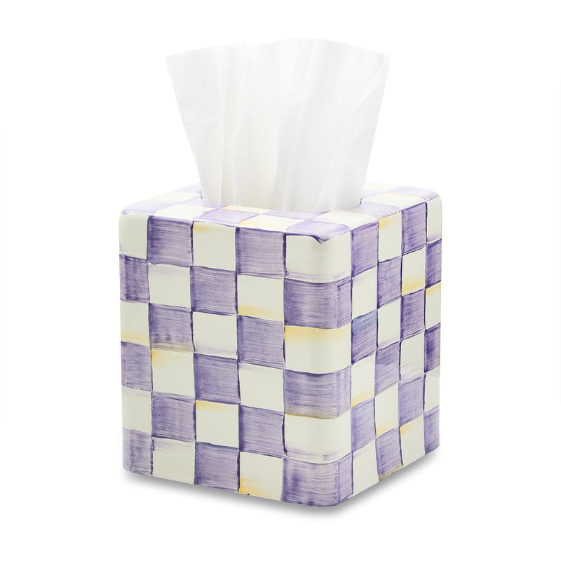 MacKenzie-Childs Tissue Box Violet Check Boutique Tissue Box Cover