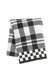 MacKenzie-Childs Towels Black & White Tartan Towel - Bath Towel