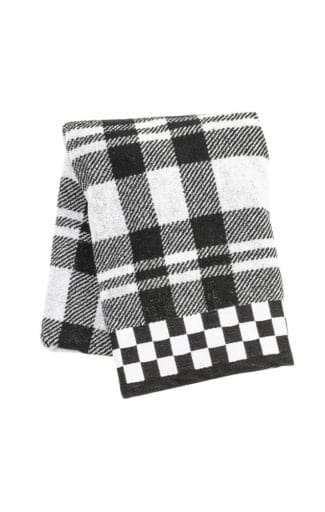 MacKenzie-Childs Towels Black & White Tartan Towel - Bath Towel