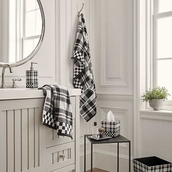 MacKenzie-Childs Towels Black & White Tartan Towel - Bath Towel