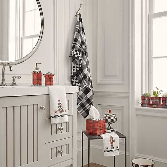 MacKenzie-Childs Towels Black & White Tartan Towel - Bath Towel