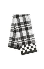 MacKenzie-Childs Towels Black & White Tartan Towel - Hand Towel