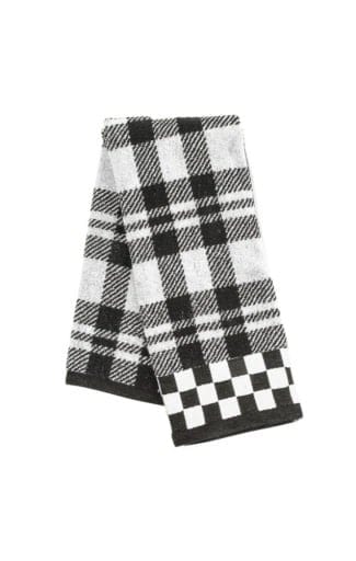 MacKenzie-Childs Towels Black & White Tartan Towel - Hand Towel