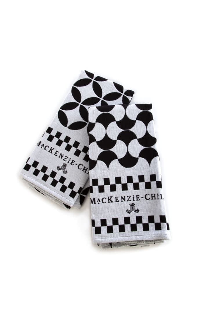 MacKenzie-Childs Towels Geo Dish Towels - Black - Set of 2