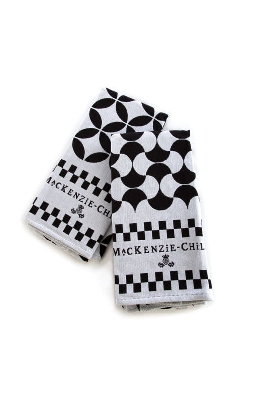 MacKenzie-Childs Towels Geo Dish Towels - Black - Set of 2