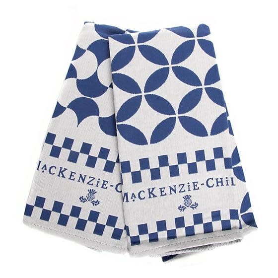 MacKenzie-Childs Towels Geo Dish Towels - Royal - Set of 2