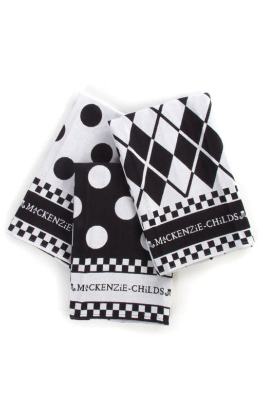 MacKenzie-Childs Towels Mackenzie-Childs Black & White Dot Dish Towels Set of 3