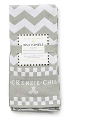MacKenzie-Childs Towels Zig Zag Dish Towels - Sterling - Set of 3