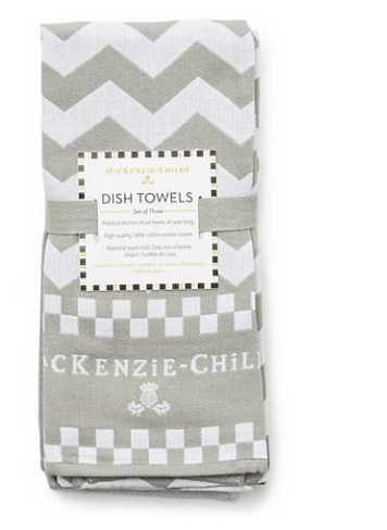 MacKenzie-Childs Towels Zig Zag Dish Towels - Sterling - Set of 3