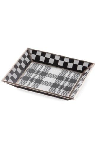 MacKenzie-Childs Trays Black & White Tartan Small Tray