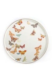 MacKenzie-Childs Trays Butterfly Garden Round Tray - White........