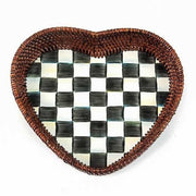 MacKenzie-Childs Trays Courtly Check Rattan & Enamel Heart Tray