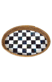 MacKenzie-Childs Trays Courtly Check Rattan & Enamel Tray - small