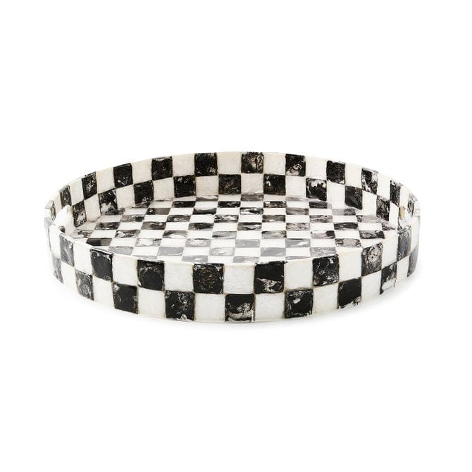 MacKenzie-Childs Trays Mackenzie-Childs Courtly Check Capiz Round Tray