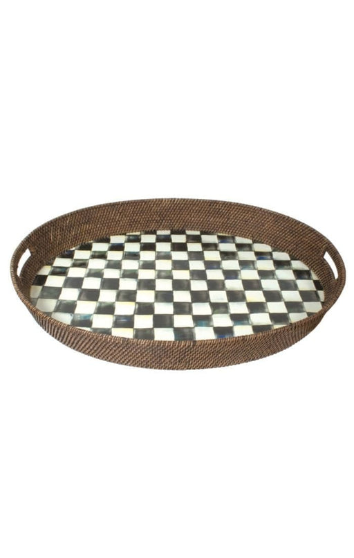 MacKenzie-Childs Trays MacKenzie-Childs Courtly Check Rattan & Enamel party Tray