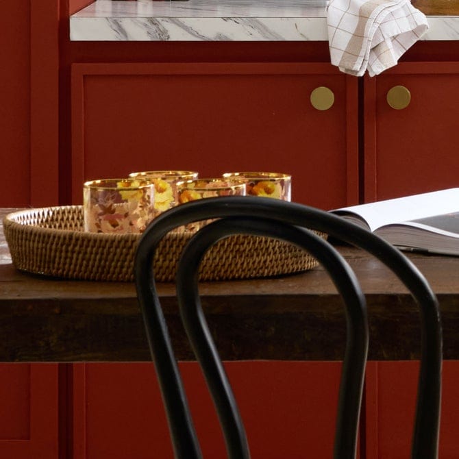 MacKenzie-Childs Trays Mackenzie-Childs Mocha Check Enamel & Rattan Small Tray