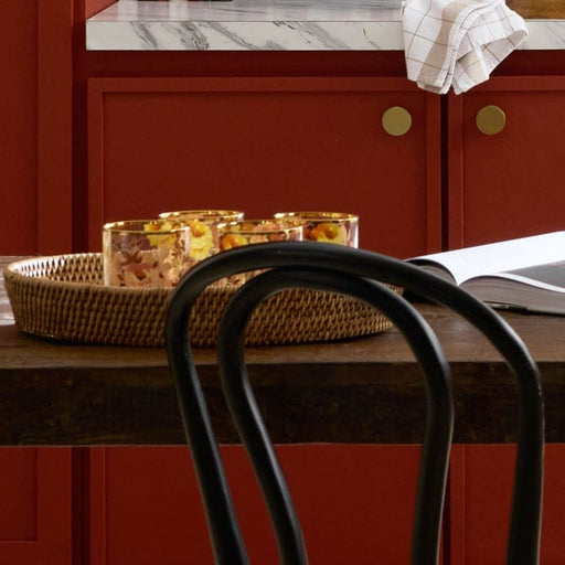 MacKenzie-Childs Trays Mackenzie-Childs Mocha Check Enamel & Rattan Small Tray