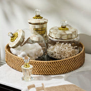 MacKenzie-Childs Trays Mackenzie-Childs Wild Rose Brown Enamel & Rattan Round Serving Tray